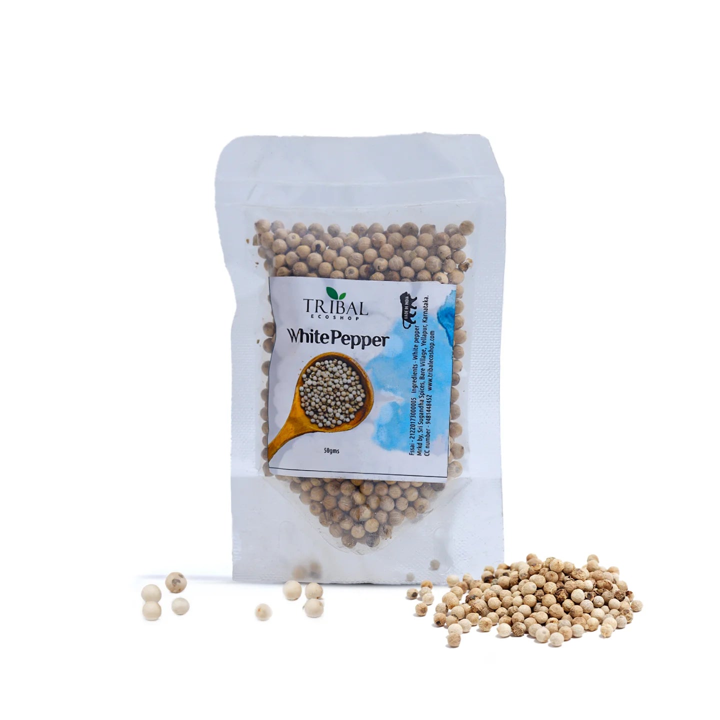 White Pepper 50g | Mild & Aromatic Spice for Cooking & Digestion