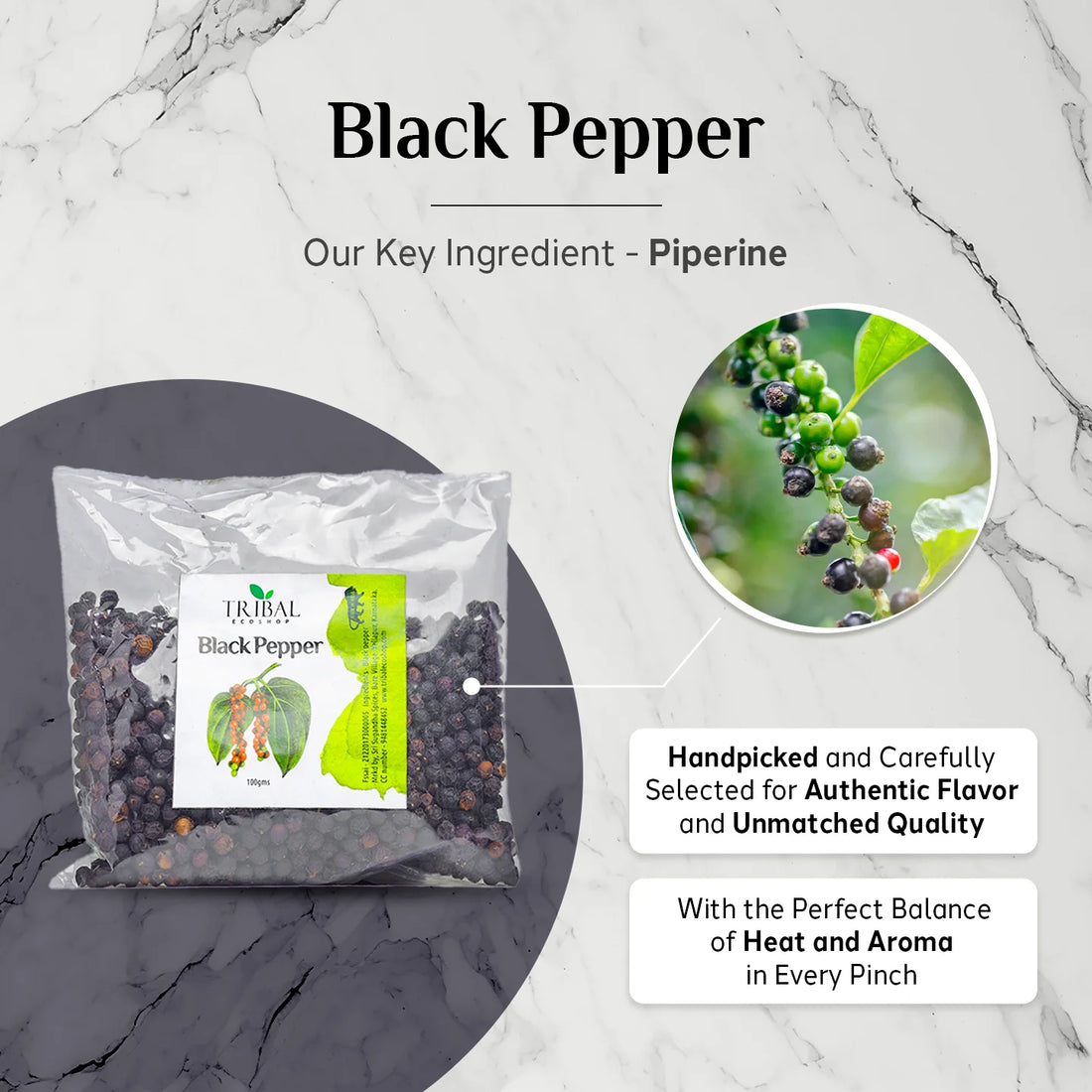 Black Pepper 100g | Rich in Piperine for Nutrient Absorption & Antioxidant Benefits