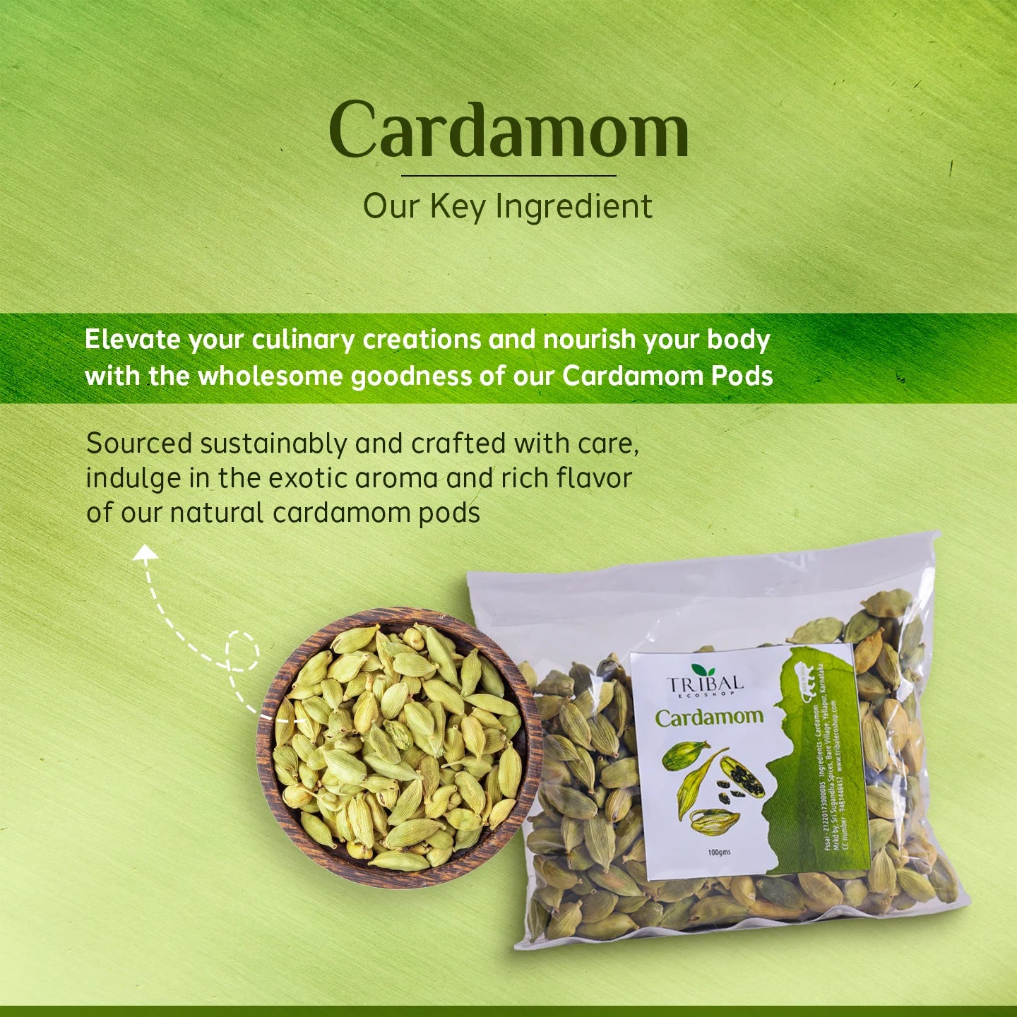 Organic Cardamom 100g | Premium Aromatic Spice for Digestion & Wellness