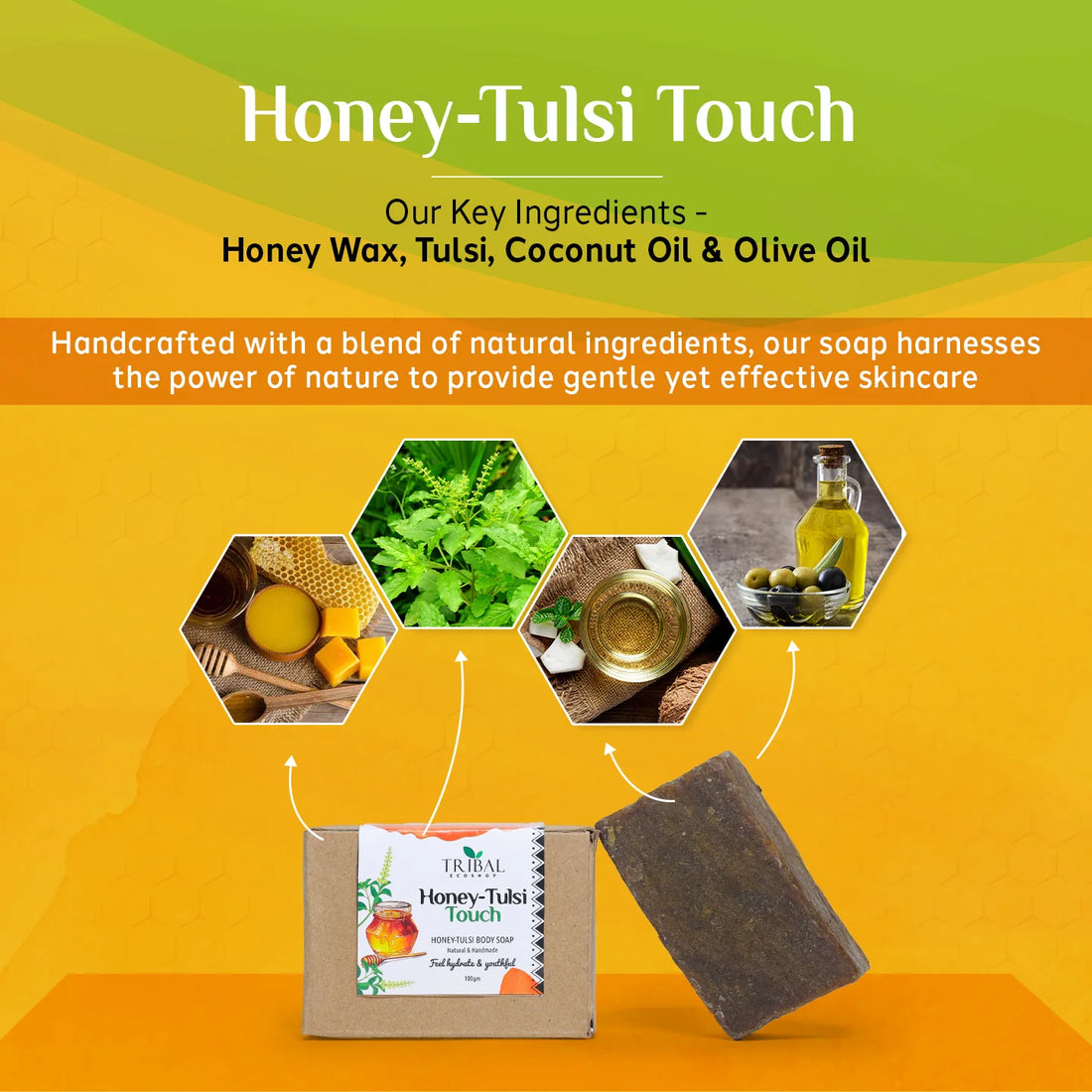 Honey Tulsi Soap 100g | Natural Body Soap for Glowing Skin & Acne Care