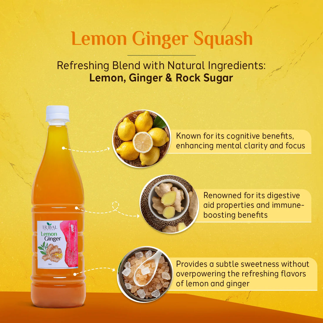 Lemon Ginger Squash 750ml | Immunity Booster & Digestive Health Drink | Natural Detox & Refreshing Beverage