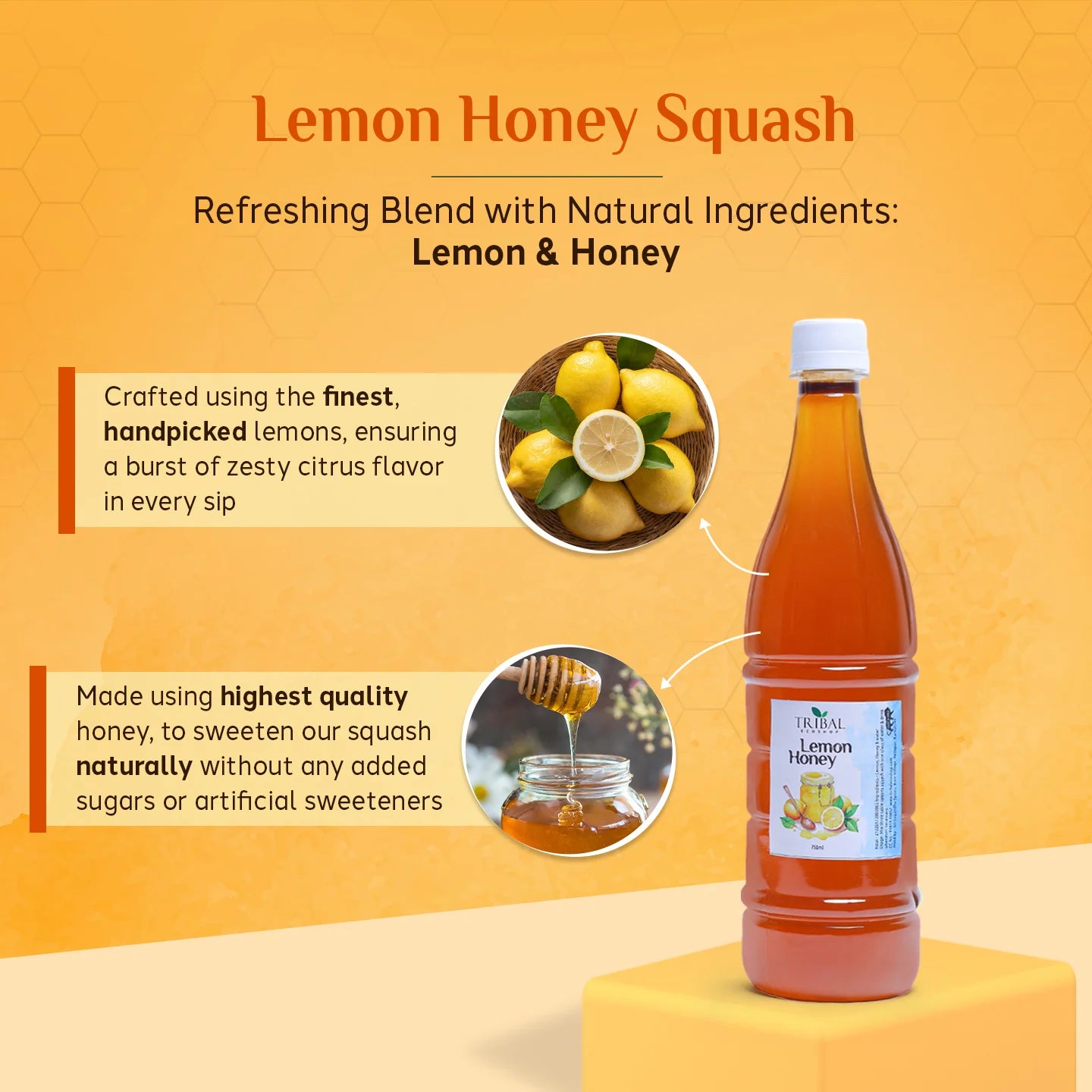 Lemon Honey Squash 750ml | Refreshing & Natural Immunity Booster
