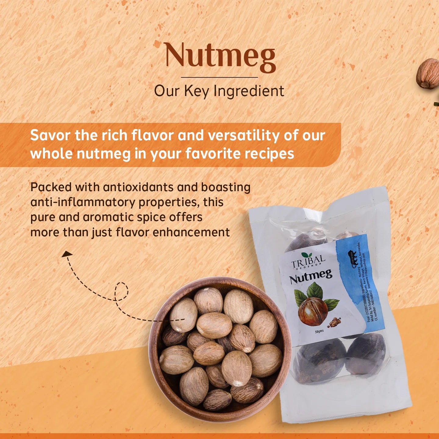 Nutmeg 50g | Aromatic Spice for Digestion & Wellness