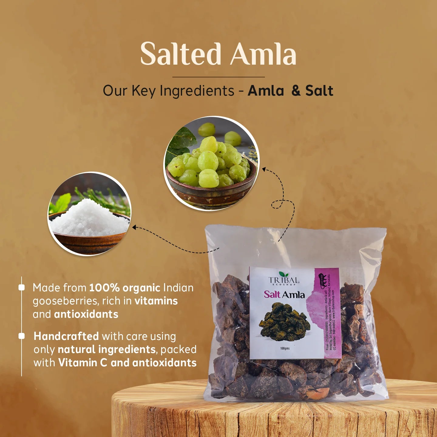 Salt Amla 100g | Salted Dried Indian Gooseberry | Tangy & Healthy Snack