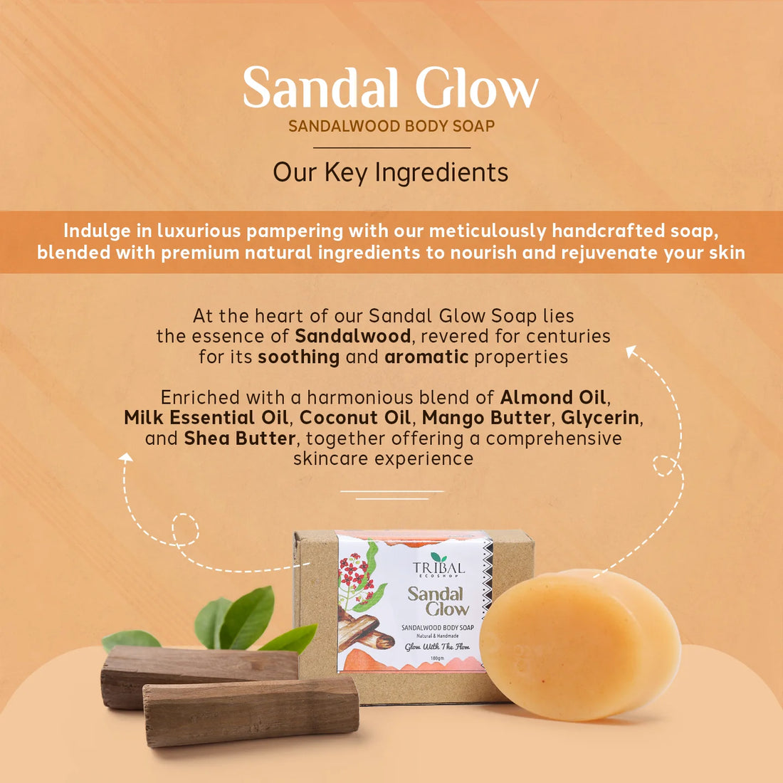 Sandal Glow Sandalwood Soap 100g | Natural & Aromatic | Deep Cleansing & Skin Nourishing