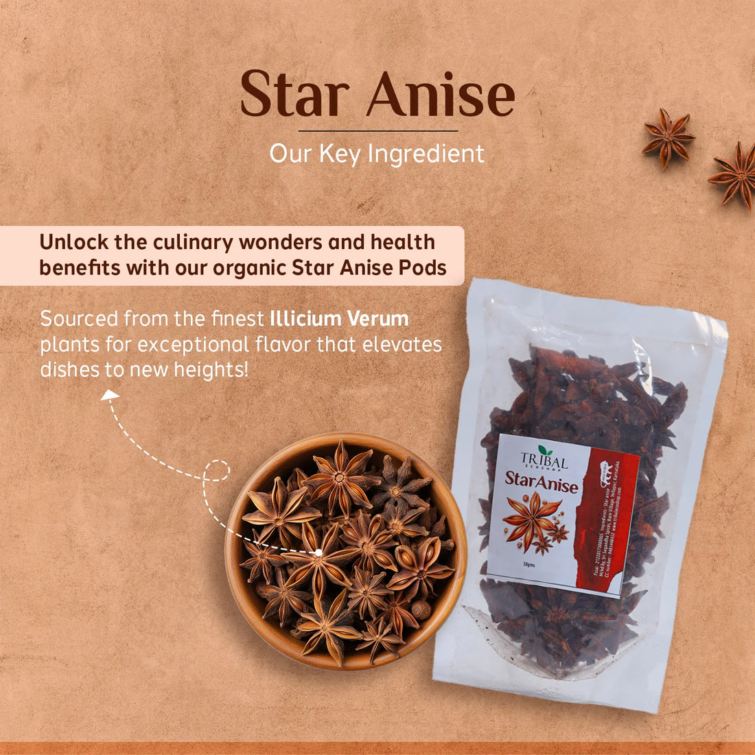 Star Anise 50g | Premium Whole Star Anise Spice | Aromatic & Flavorful