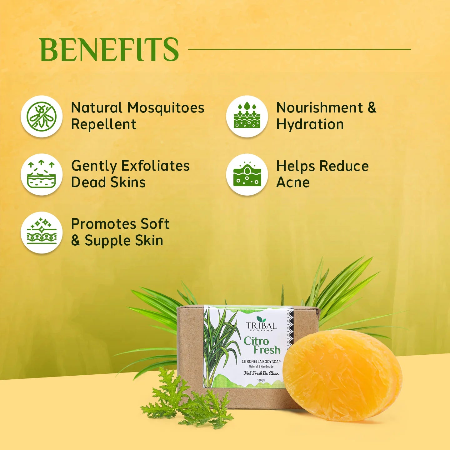 Citro Fresh Citronella Body Soap 100g | Natural Insect-Repellent Soap with Refreshing Citrus Aroma