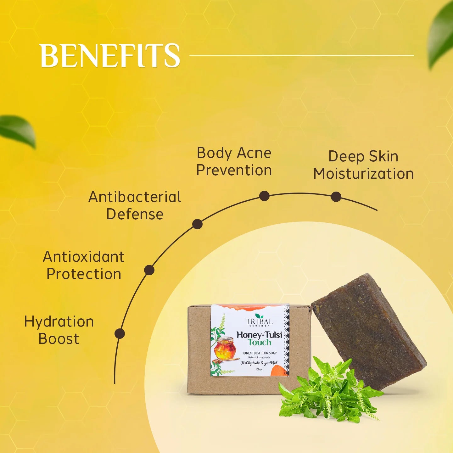 Honey Tulsi Soap 100g | Natural Body Soap for Glowing Skin & Acne Care