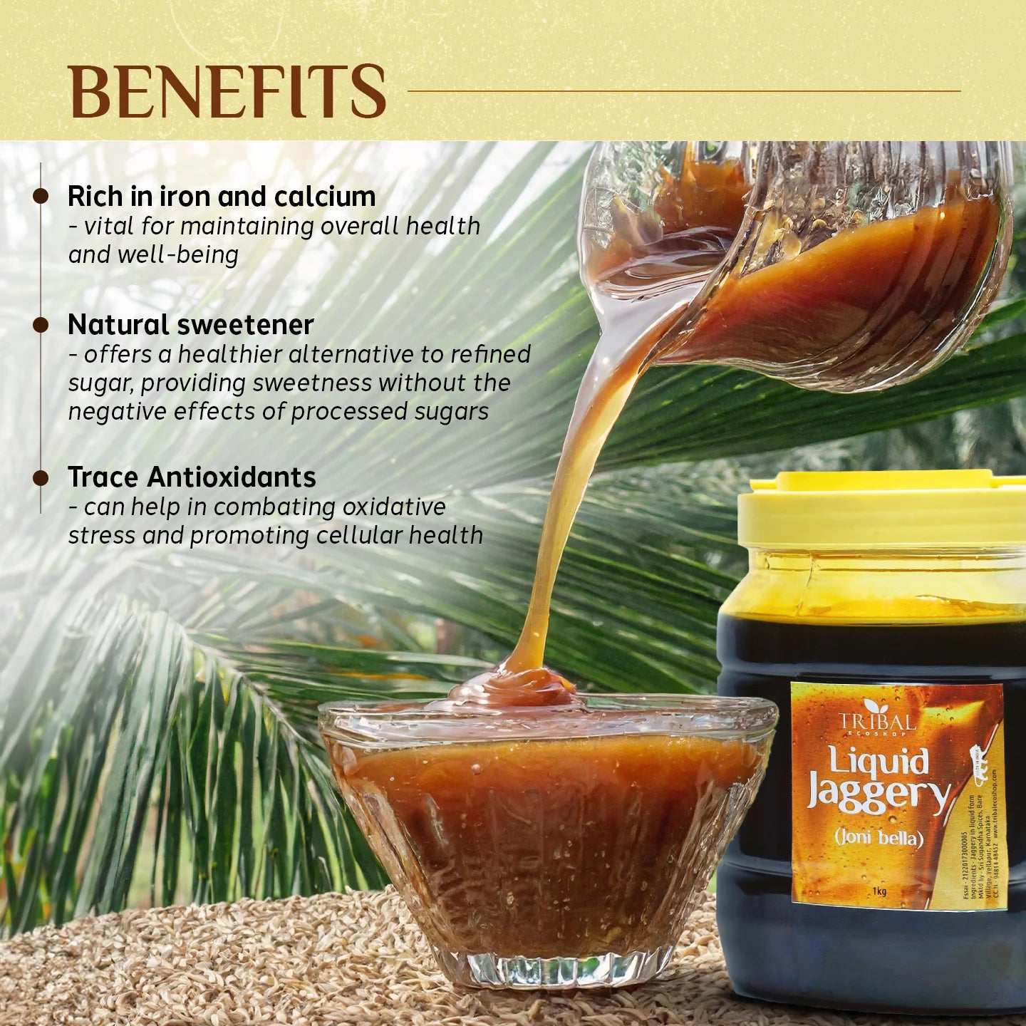 Liquid Jaggery 1kg | Natural Sweetener | Rich in Minerals & Antioxidants | Chemical-Free & Unrefined