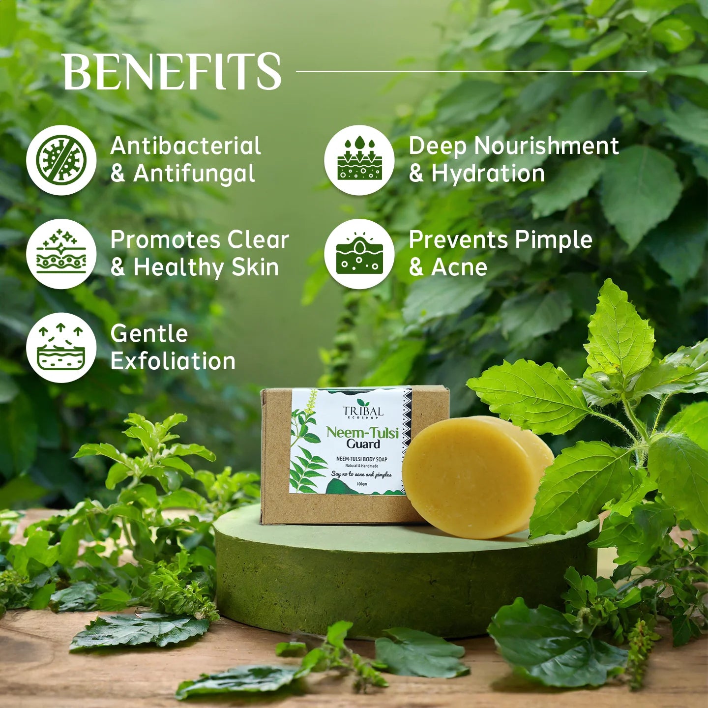 Neem-Tulsi Guard Body Soap 100g | Herbal Neem & Tulsi Soap for Clear & Healthy Skin