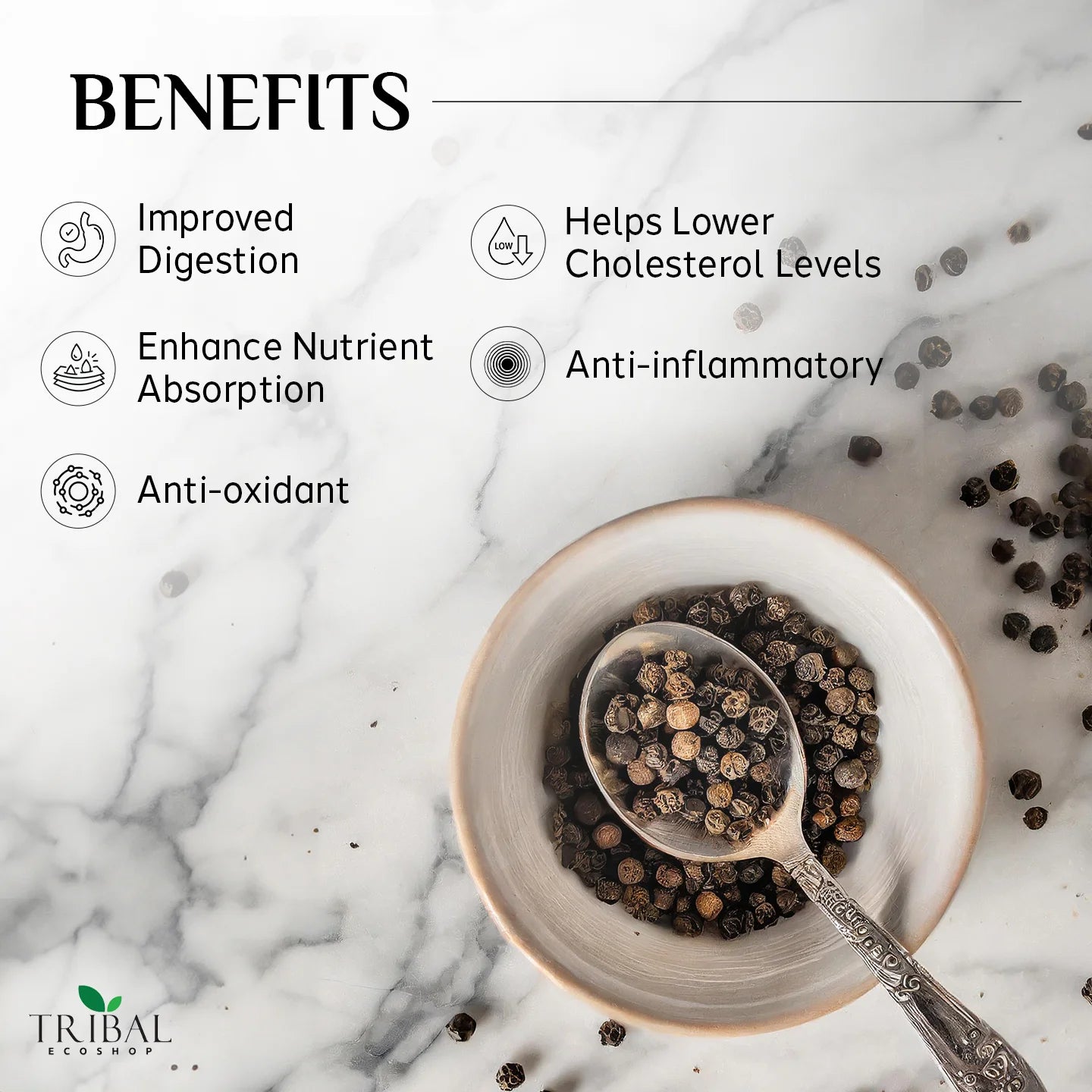Black Pepper 100g | Rich in Piperine for Nutrient Absorption & Antioxidant Benefits