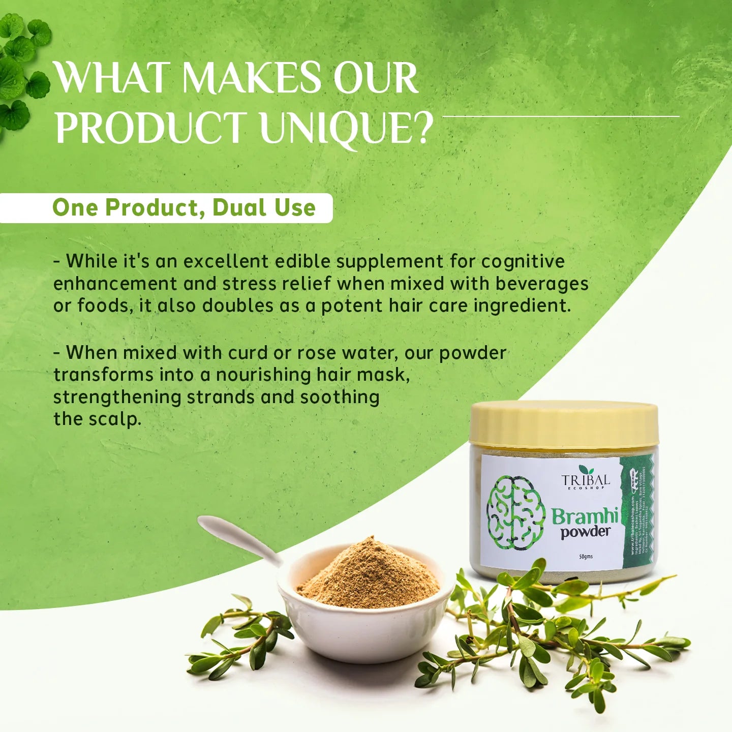 Brahmi Powder 50g | Pure Ayurvedic Brain Tonic | Memory & Focus Booster | Stress Relief & Mental Clarity