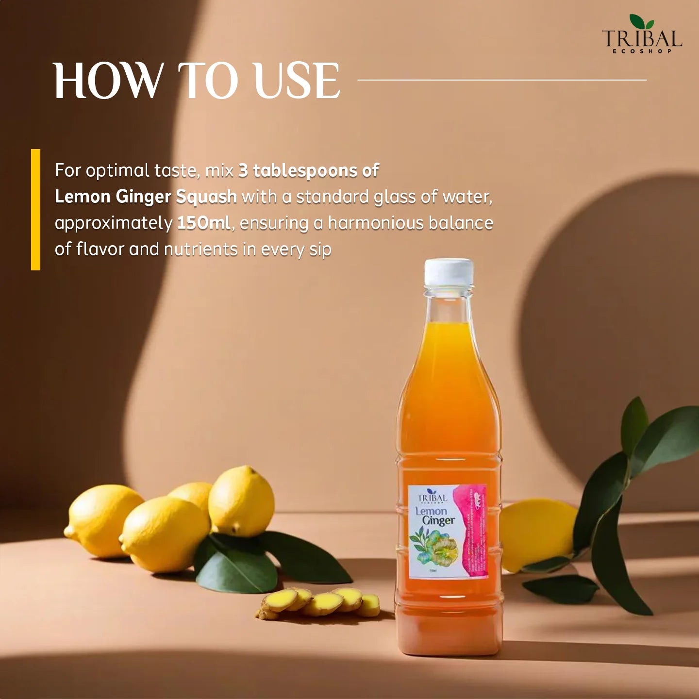Lemon Ginger Squash 750ml | Immunity Booster & Digestive Health Drink | Natural Detox & Refreshing Beverage
