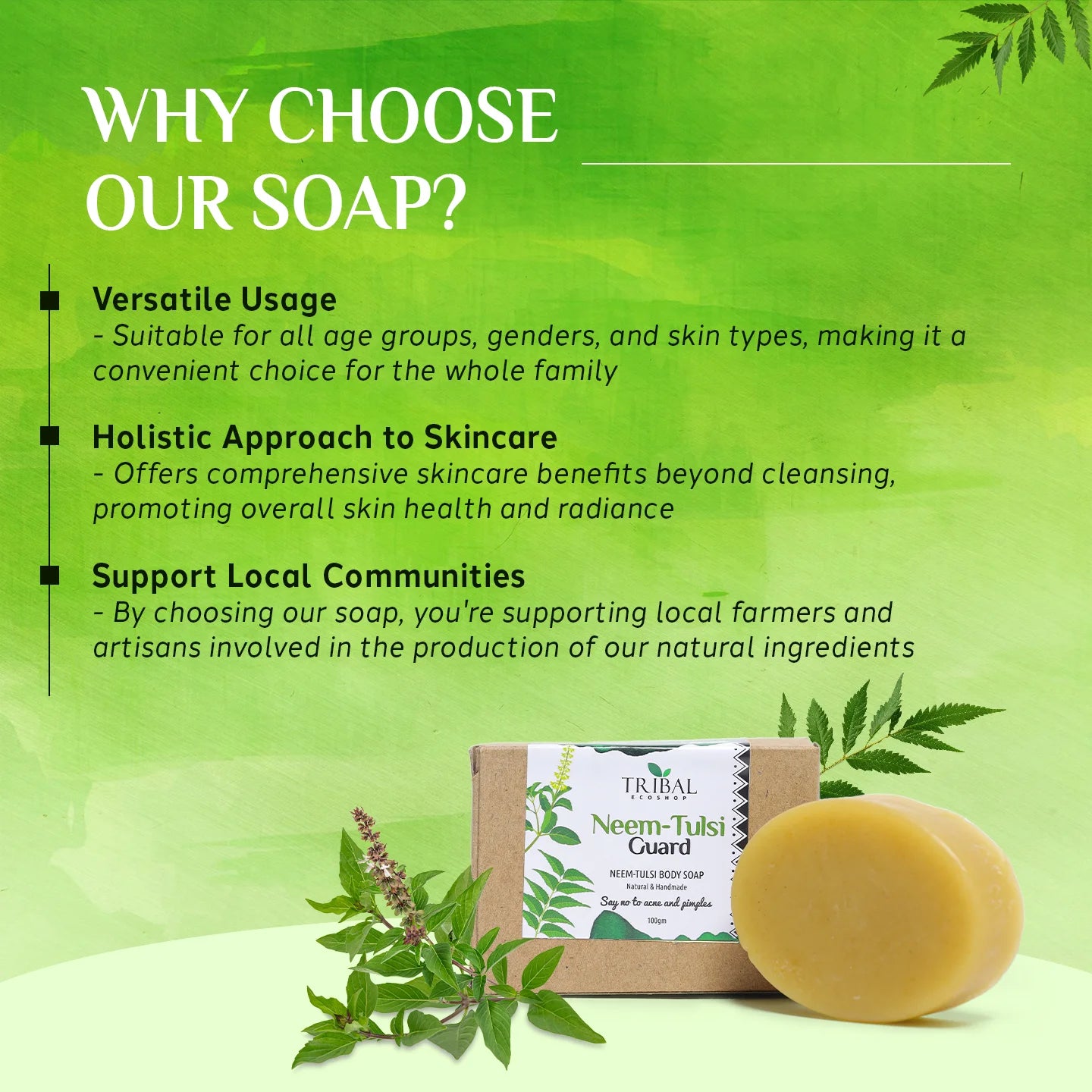 Neem-Tulsi Guard Body Soap 100g | Herbal Neem & Tulsi Soap for Clear & Healthy Skin