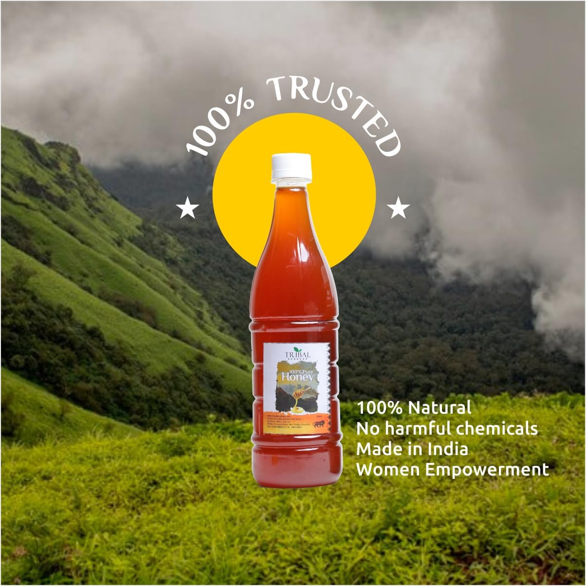 100% Pure Honey – 1kg | Raw & Unprocessed Natural Honey from Western Ghats | Lab-Tested