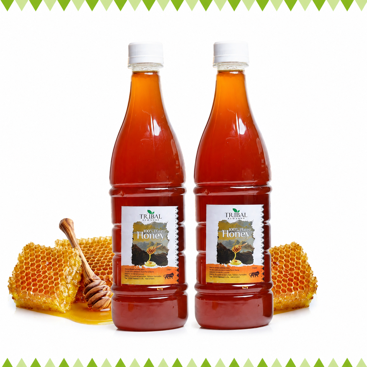 Tribal Eco Shop Pure Honey 2kg– Raw & Unprocessed Western Ghats Forest Honey | Multi-Floral