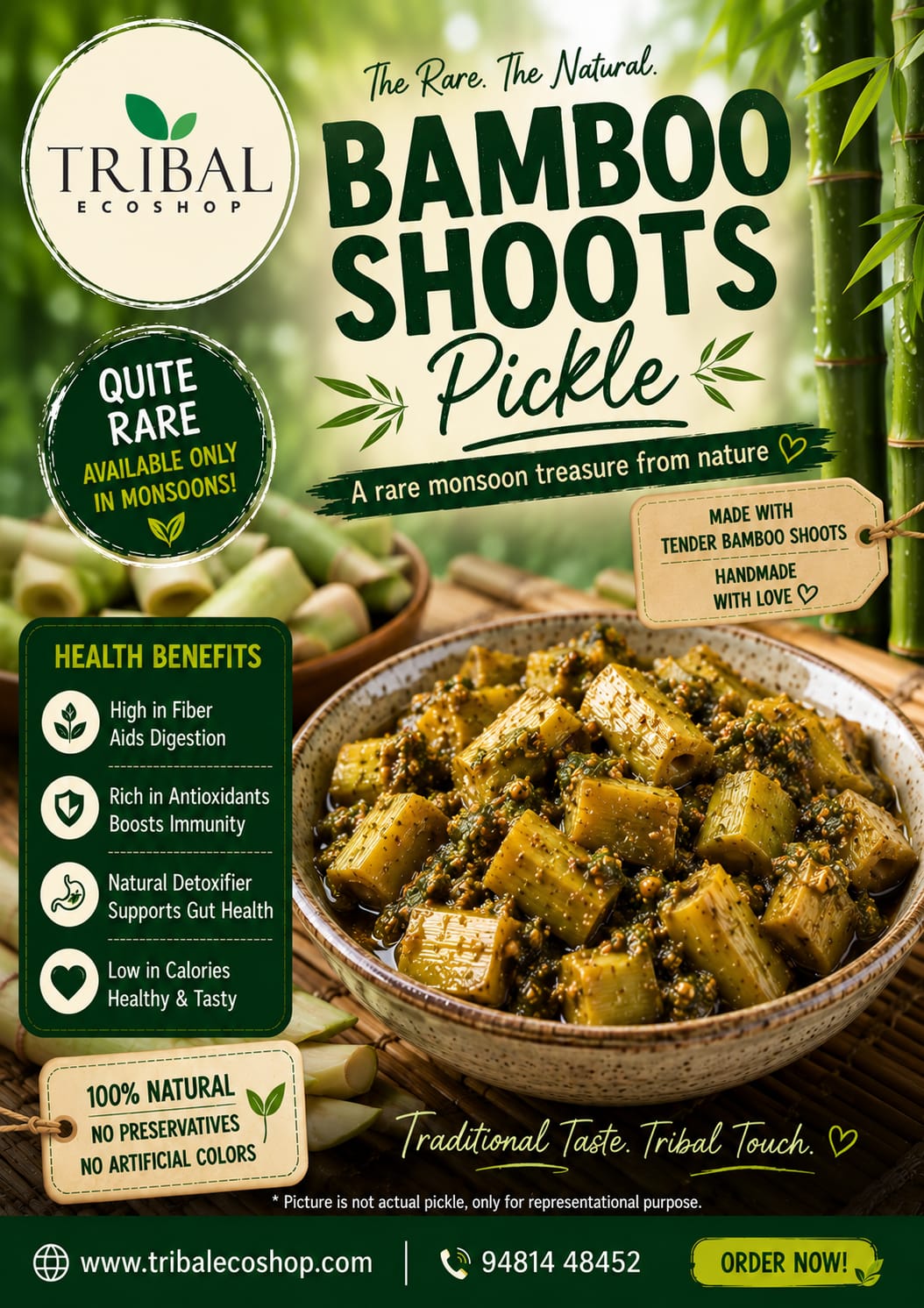 Bamboo Shoots Pickle | Made with Fresh, Tender Bamboo Shoots | Authentic Traditional Pickling Flavour