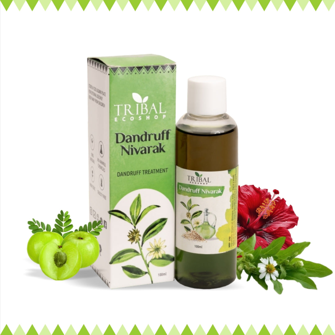 Dandruff Nivarak by Tribal Eco Shop – Bhringraj, Amla & Hibiscus Scalp Oil | Scalp Nourishment & Hair Wellness | 100ml