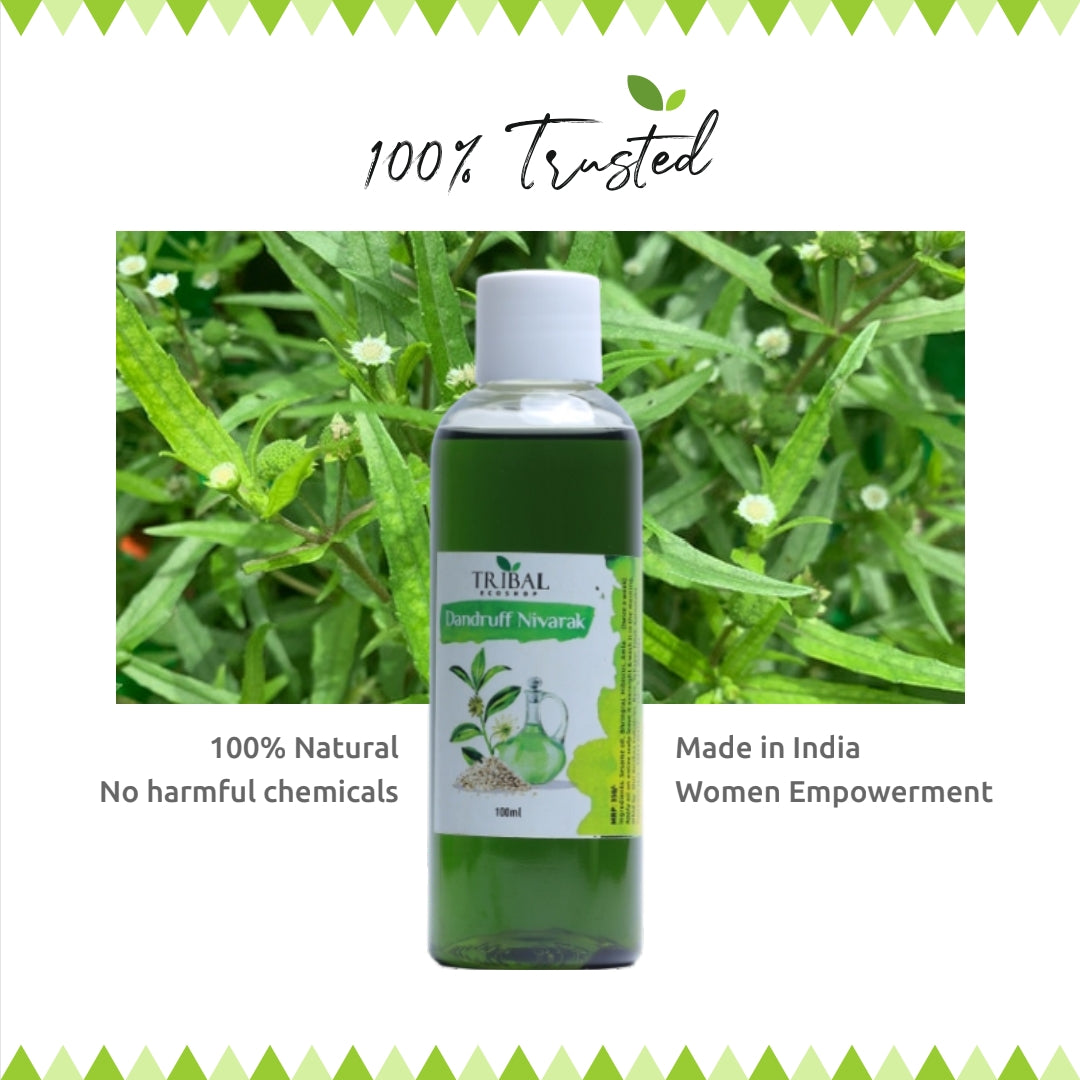 Dandruff Nivarak by Tribal Eco Shop – Bhringraj, Amla & Hibiscus Scalp Oil | Scalp Nourishment & Hair Wellness | 100ml