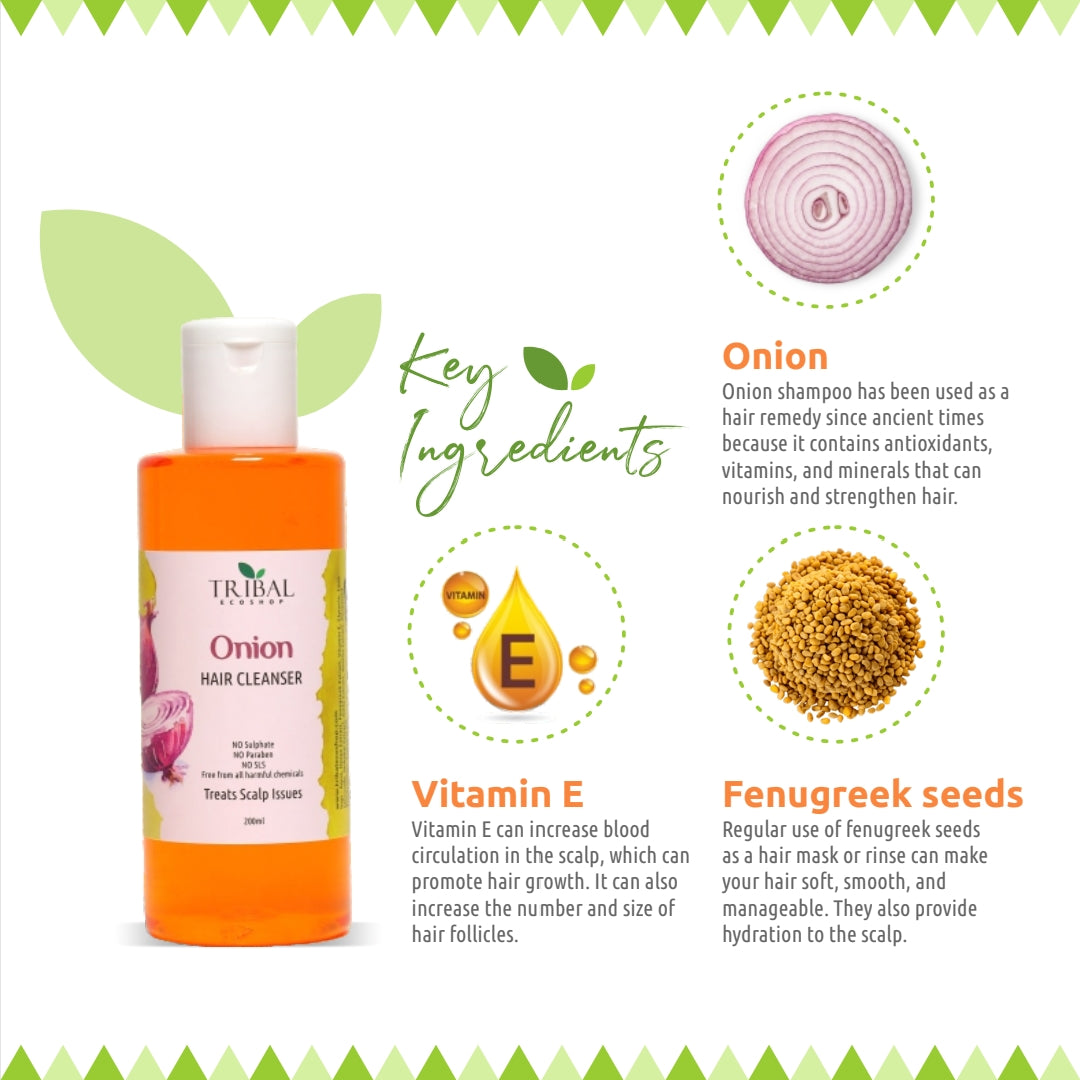 Onion Hair Cleanser 200ml | Anti-Hair Fall Shampoo | Strengthens Roots & Promotes Hair Growth