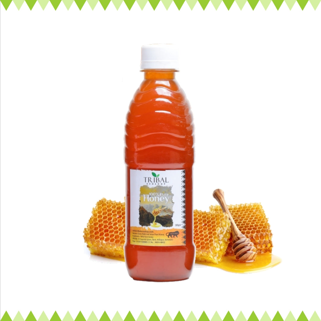 Tribal Eco Shop Pure Honey – Raw & Unprocessed Western Ghats Forest Honey | Multi-Floral | Available in 250g, 500g & 1kg
