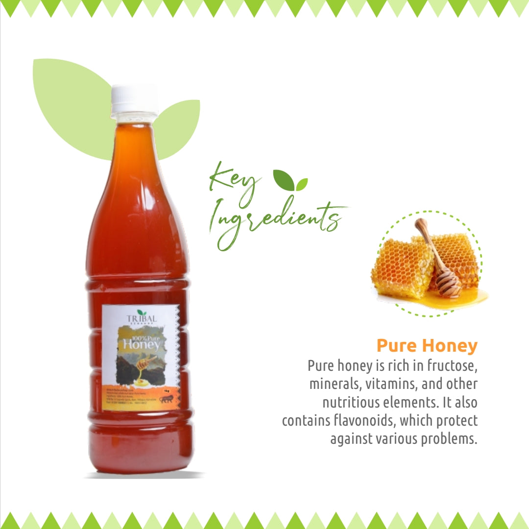 Tribal Eco Shop Pure Honey – Raw & Unprocessed Western Ghats Forest Honey | Multi-Floral | Available in 250g, 500g & 1kg