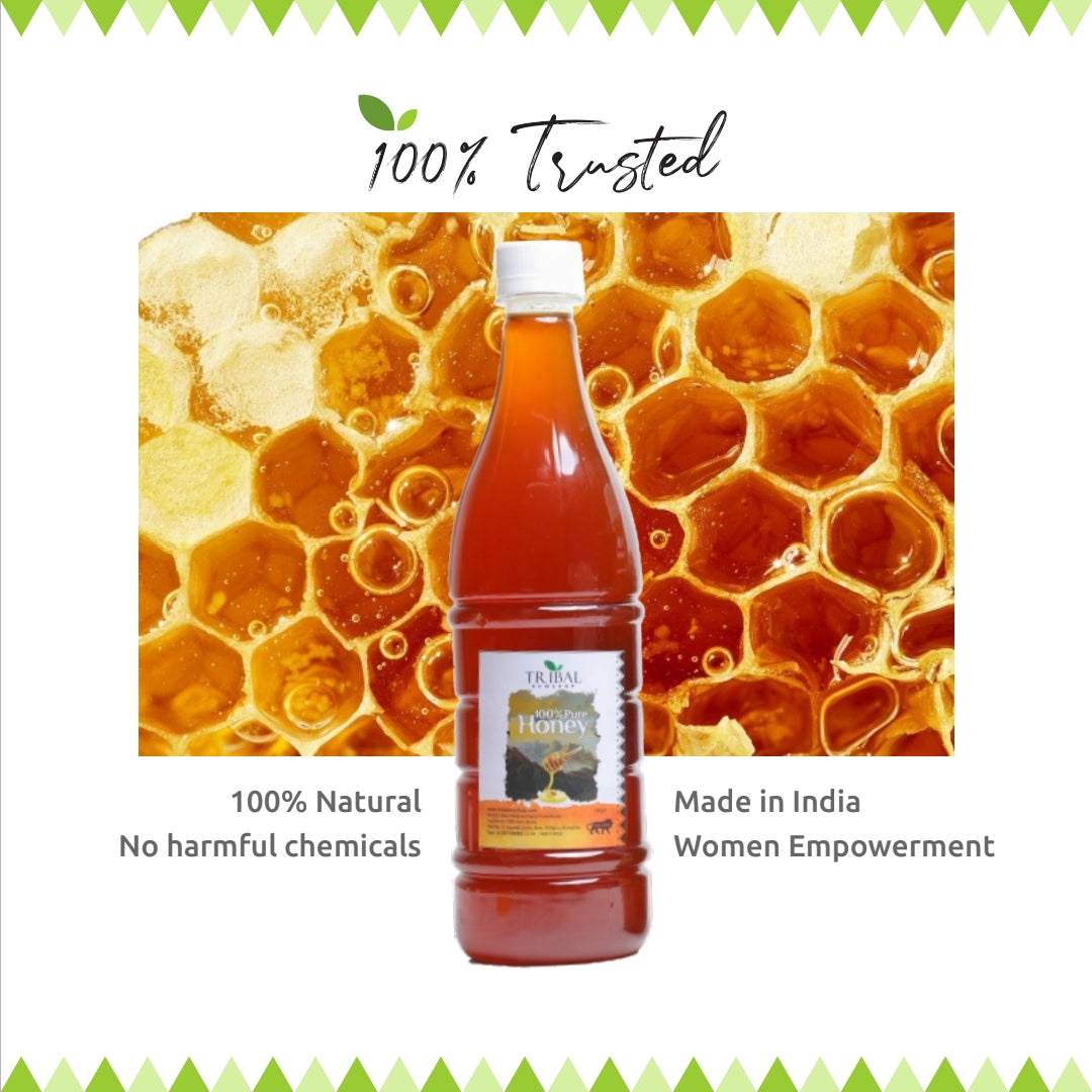 Tribal Eco Shop Pure Honey – Raw & Unprocessed Western Ghats Forest Honey | Multi-Floral | Available in 250g, 500g & 1kg