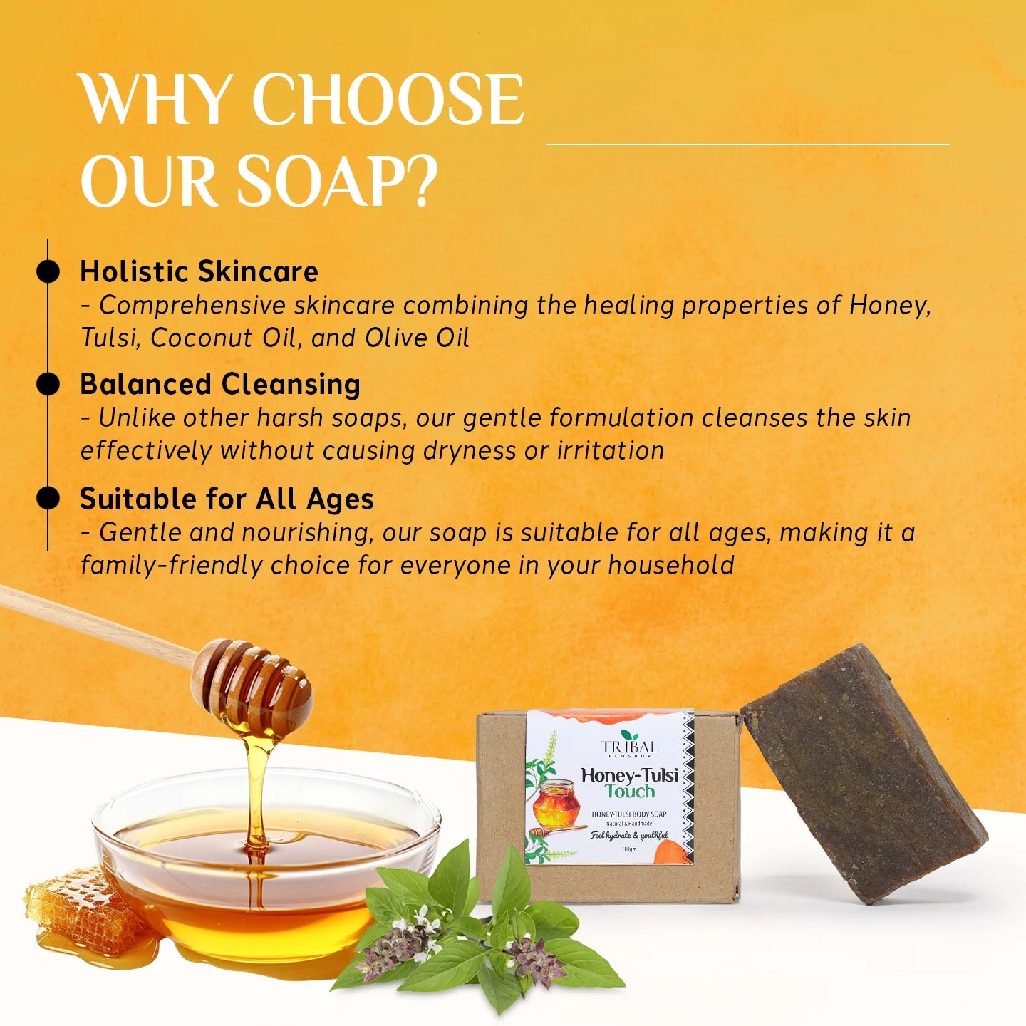 Honey - Tulsi Touch Soap (Honey - Tulsi  Body Soap) 100g