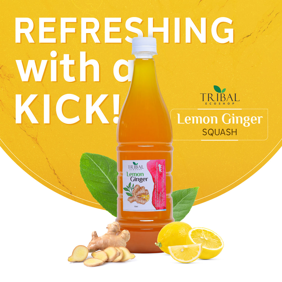 Lemon Ginger Squash 750ml | Immunity Booster &amp; Digestive Health Drink | Natural Detox &amp; Refreshing Beverage