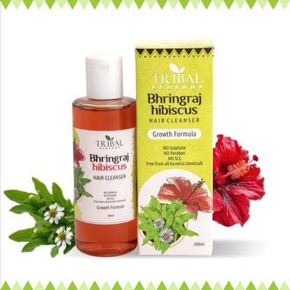 Bhringraj &amp; Hibiscus Hair Cleanser 200ml | Ayurvedic Shampoo for Hair Fall Control &amp; Hair Growth