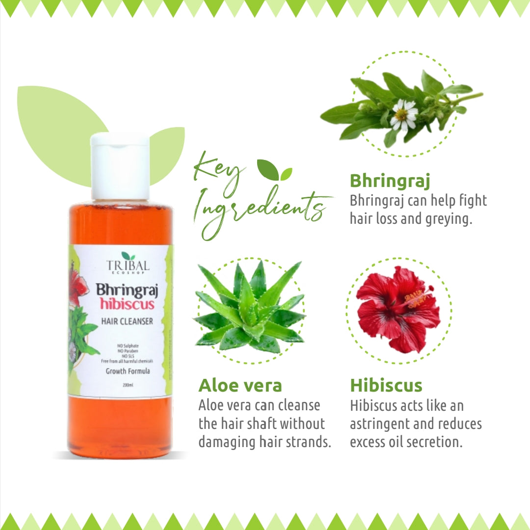 Bhringraj &amp; Hibiscus Hair Cleanser 200ml | Ayurvedic Shampoo for Hair Fall Control &amp; Hair Growth