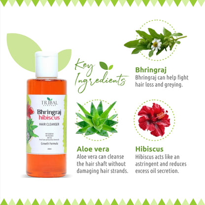 Bhringraj &amp; Hibiscus Hair Cleanser 200ml | Ayurvedic Shampoo for Hair Fall Control &amp; Hair Growth