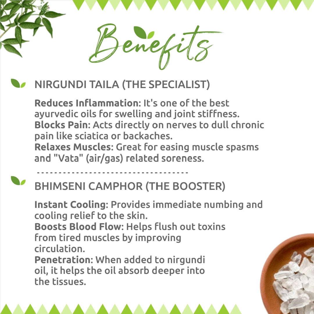 Dard Nivarak by Tribal Eco Shop – Nirgundi &amp; Bhimseni Camphor Ayurvedic Massage Oil | Joint &amp; Muscle Comfort | 100ml