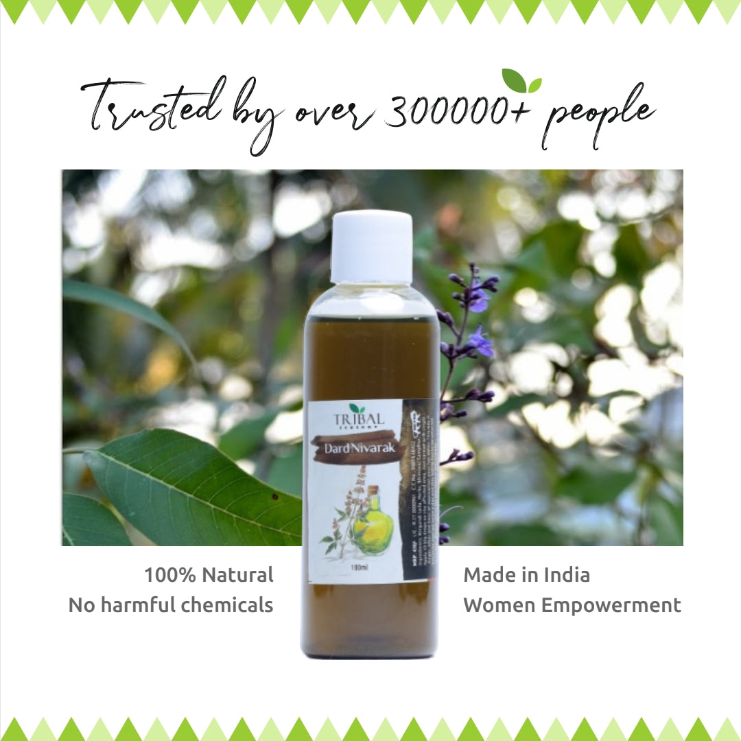 Dard Nivarak by Tribal Eco Shop – Nirgundi &amp; Bhimseni Camphor Ayurvedic Massage Oil | Joint &amp; Muscle Comfort | 100ml