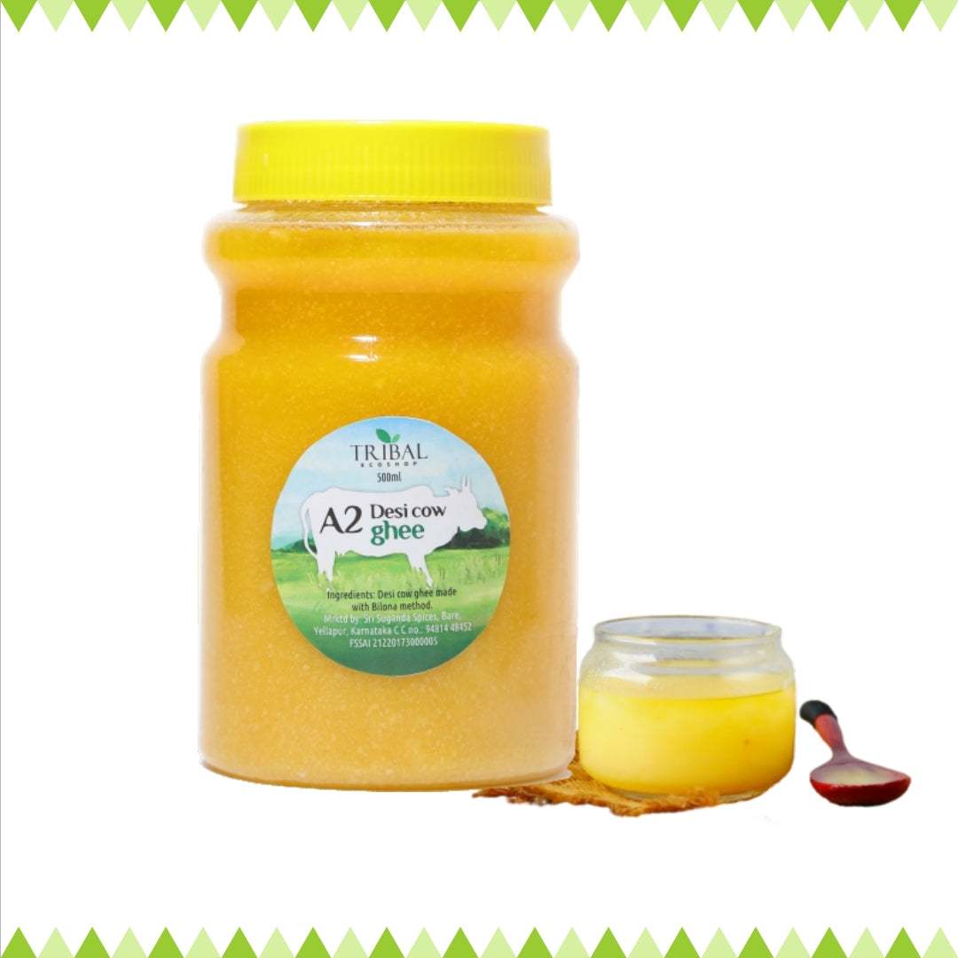 Shudh Desi Cow Ghee by Tribal Eco Shop – Pure Malnad Gidda A2 Ghee | Traditional Bilona Method | 500g, 1kg